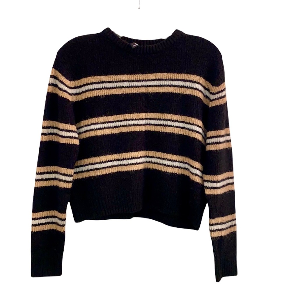 H&M Divided black striped fuzzy soft sweater